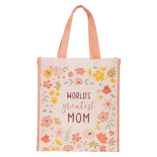 World's Greatest Mom Floral Non-Woven Tote Bag - Image 3