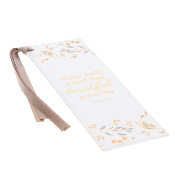 Everything Beautiful Cream and Brown Faux Leather Bookmark - Image 9