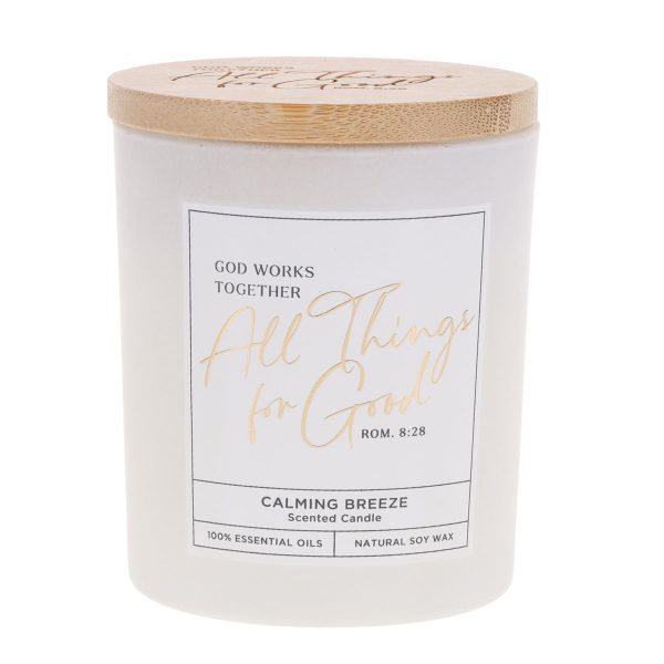 God Works Together All Things for Good Calming Breeze Scented Candle with Bamboo Lid - Image 9