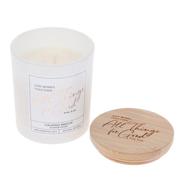 God Works Together All Things for Good Calming Breeze Scented Candle with Bamboo Lid - Image 12