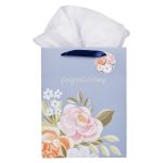 Congratulations Blue Floral Portrait Gift Bag with Gift Tag - Image 5