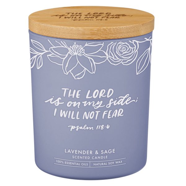 The Lord Is on My Side, I Will Not Fear Lavender and Sage Scented Candle with Bamboo Lid - Image 3