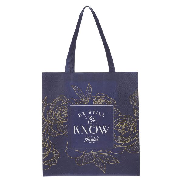 Be Still and Know Navy Non-Woven Tote Bag - Image 3