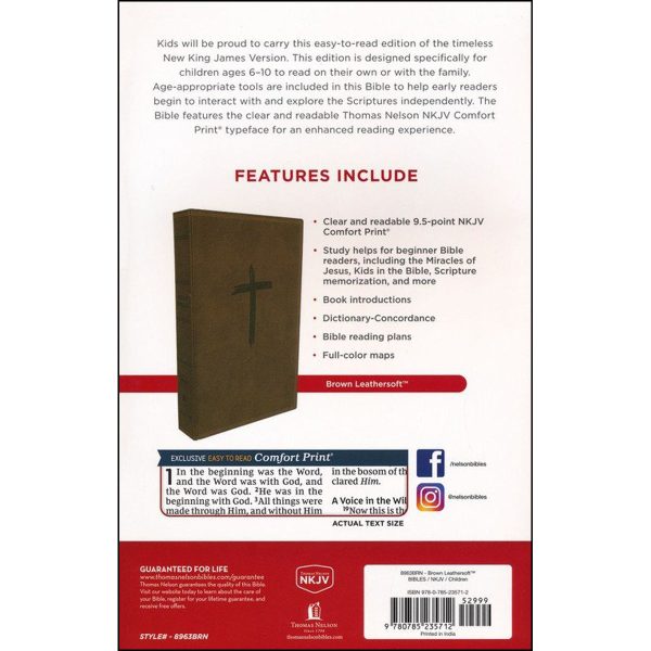 NKJV Holy Bible For Kids Brown (Comfort Print)(Imitation Leather) - Image 2