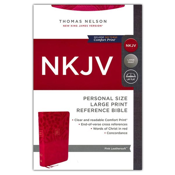 NKJV Pink Faux Leather Personal Size End Of Verse Reference Bible Large Print Comfort Print - Image 3