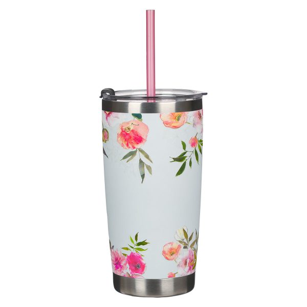 Bless You Floral Pink Stainless Steel Travel Mug - Numbers 6:24-25 - Image 2