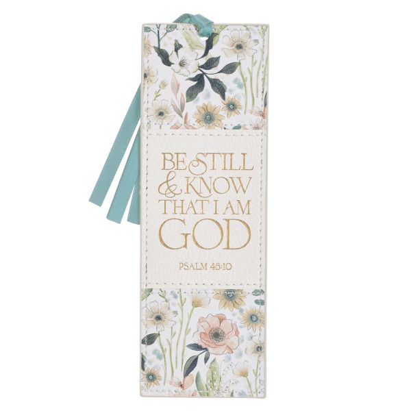 Be Still & Know That I Am God White Faux Leather Bookmark - Image 1