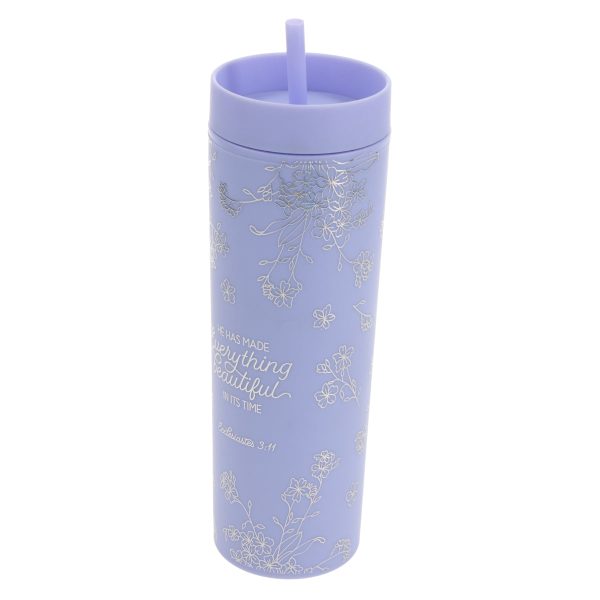 He Has Made Everything Beautiful Lavender Plastic Travel Tumbler with Straw - Image 13
