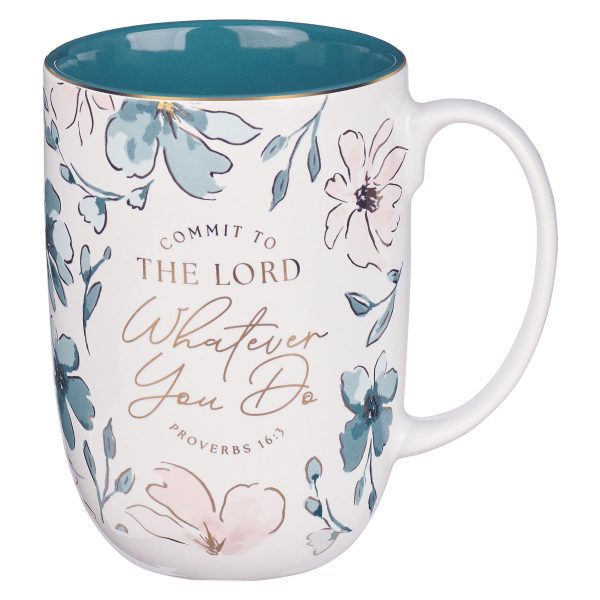 Commit to the Lord Whatever You Do Ceramic Mug with Teal Interior - Image 7