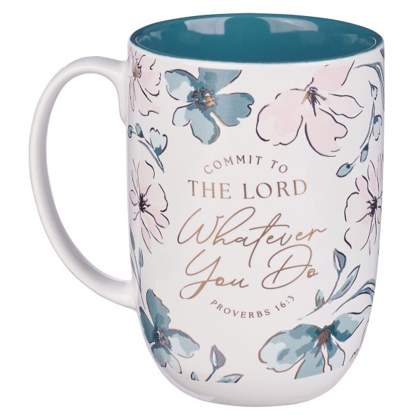 Commit to the Lord Whatever You Do Ceramic Mug with Teal Interior - Image 8