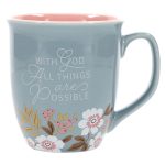 With God All Things Are Possible Teal Ceramic Mug with Pink Interior - Image 10