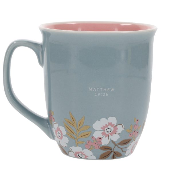 With God All Things Are Possible Teal Ceramic Mug with Pink Interior - Image 11