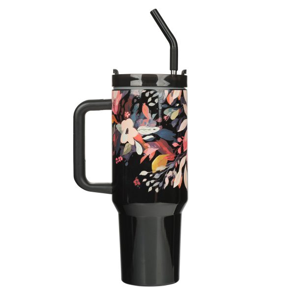 For I Know the Plans Large Stainless Steel Travel Mug with Handle and Straw - Image 2