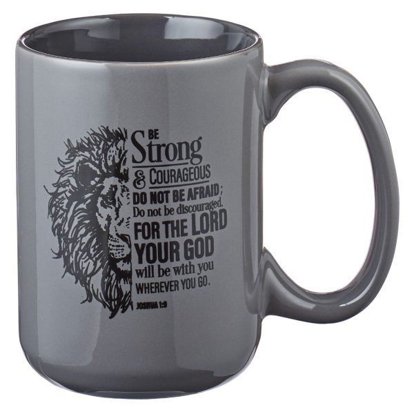 Be Strong & Courageous Grey Ceramic Mug Joshua 1:9 - Image 10
