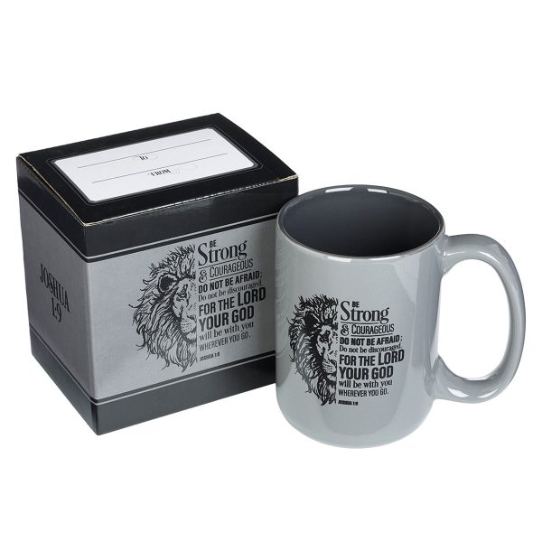 Be Strong & Courageous Grey Ceramic Mug Joshua 1:9 - Image 12