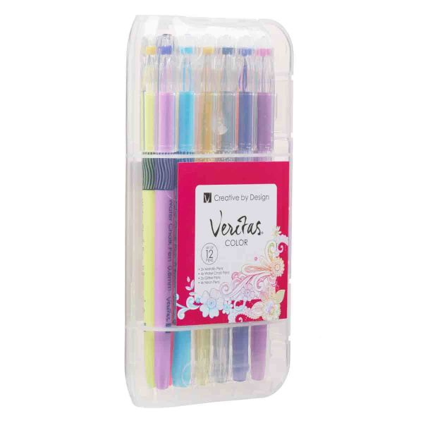 Veritas Twelve Piece Pink Label Assorted Coloring Gel Pen Set - Image 12