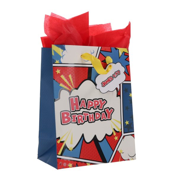 Every Good and Perfect Gift Is from Above - Happy Birthday Medium Gift Bag with Gift Tag - Image 12
