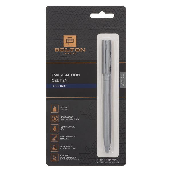 Bolton Grey Twist-Action Gel Pen with Blue Ink - Image 7