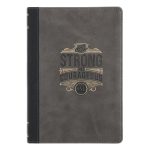 Be Strong and Courageous Black and Grey Faux Leather Journal - Image 6