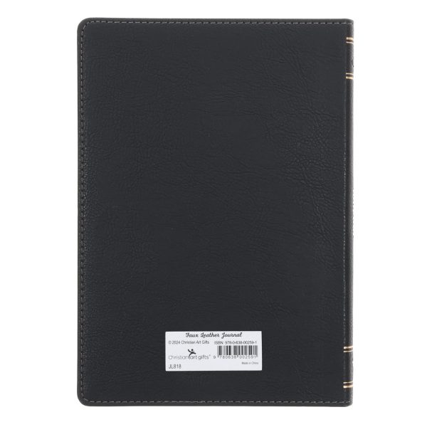 Be Strong and Courageous Black and Grey Faux Leather Journal - Image 7