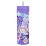 I Am Strong Purple Plastic Travel Tumbler with Straw - Image 7