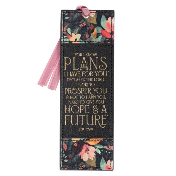 For I Know the Plans I Have For You Black Faux Leather Bookmark - Image 4
