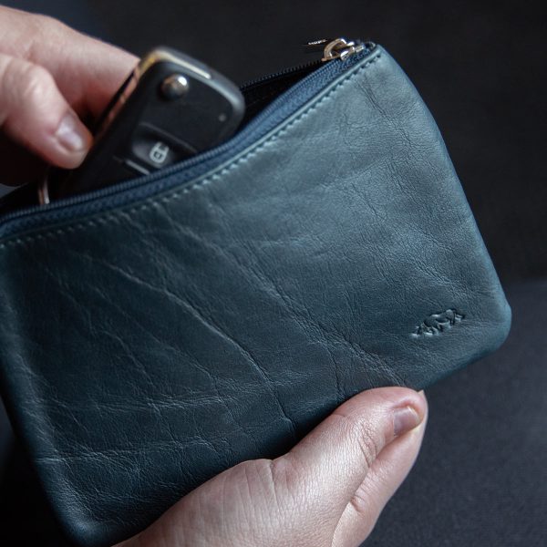 Genuine African Leather Medium Navy Coin Purse - Image 24