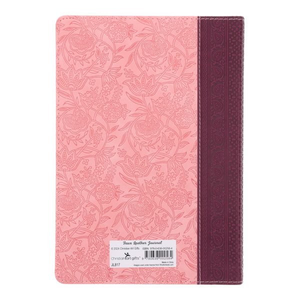 Be Still and Know Pink and Burgundy Faux Leather Journal - Image 5