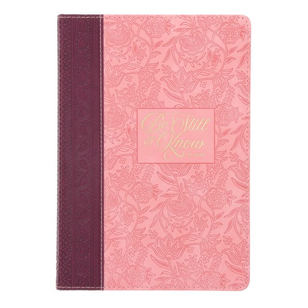 Be Still and Know Pink and Burgundy Faux Leather Journal - Image 4
