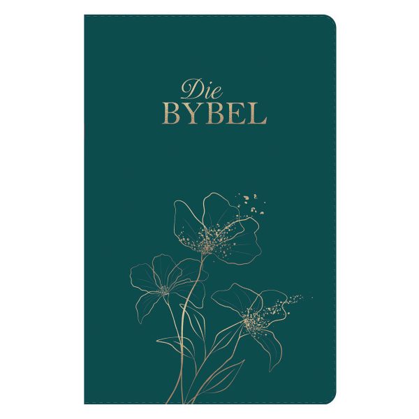 NLV Olyfgroen Met Goue Blomme Kunsleer Standaard Bybel Met Duimgrepe - Image 4