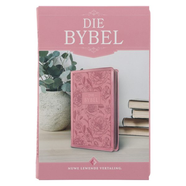 NLV Pienk Blomme Kunsleer Standaard Bybel Met Ritssluiter en Duimgrepe - Image 18