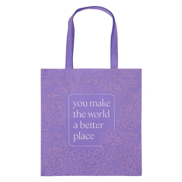 You Make the World a Better Place Purple Non-Woven Tote Bag - Image 10