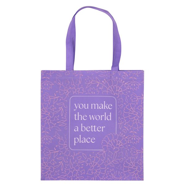 You Make the World a Better Place Purple Non-Woven Tote Bag - Image 11