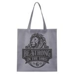 Be Strong in the Lord Grey Lion Non-Woven Tote Bag - Image 5