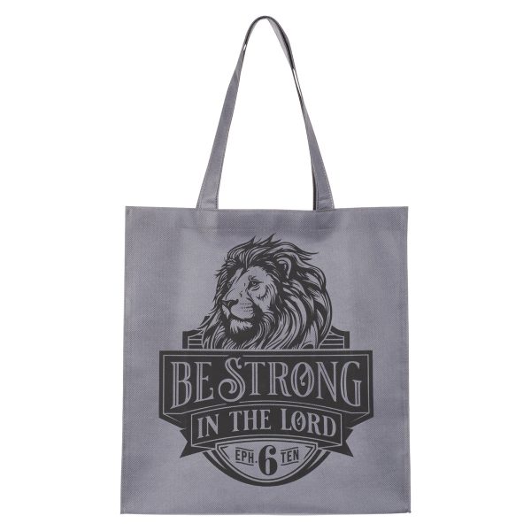 Be Strong in the Lord Grey Lion Non-Woven Tote Bag - Image 5