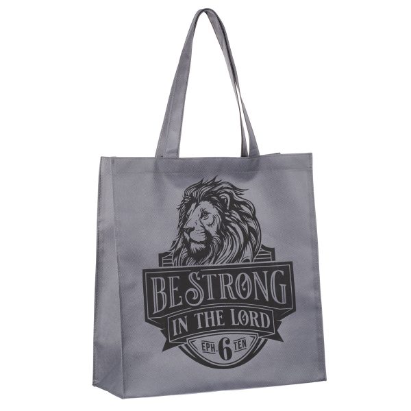 Be Strong in the Lord Grey Lion Non-Woven Tote Bag - Image 6