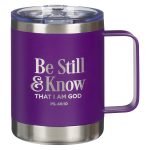 Be Still and Know That I Am God Purple Stainless Steel Camp Style Mug - Image 7