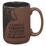The Lord Is My Strength and My Defense; He Has Become My Salvation Brown Ceramic Mug - Image 9