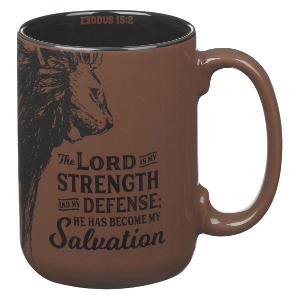 The Lord Is My Strength and My Defense; He Has Become My Salvation Brown Ceramic Mug - Image 9