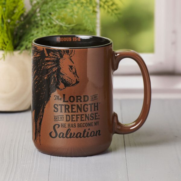 The Lord Is My Strength and My Defense; He Has Become My Salvation Brown Ceramic Mug - Image 11