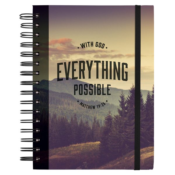 With God Everything is Possible Chunky Hardcover Wirebound Journal with Elastic Closure - Image 4