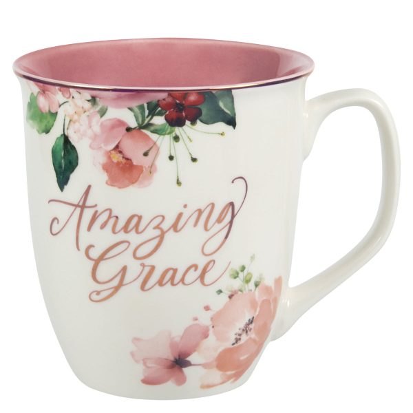 Amazing Grace Floral Ceramic Mug with Pink Interior - Image 9