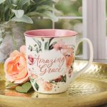 Amazing Grace Floral Ceramic Mug with Pink Interior - Image 11