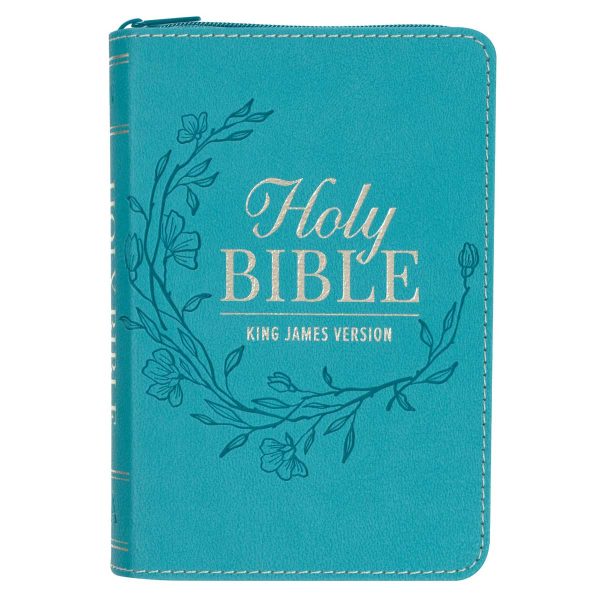 KJV Teal Faux Leather Mini Pocket Bible with Zip - Image 4