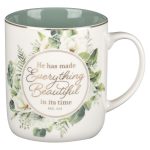 He Has Made Everything Beautiful in It's Time Floral Ceramic Mug with Green Interior - Image 7