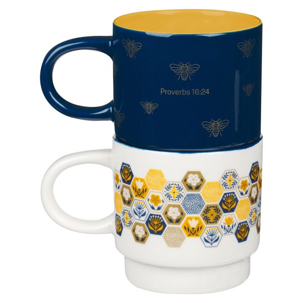 Kind Words Are Like Honey Stackable Two Piece Ceramic Mug Set - Proverbs 16:24 - Image 10