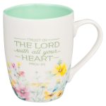 Trust In The Lord With All Your Heart Floral Ceramic Mug With Green Interior - Prov 3:5-6 - Image 9
