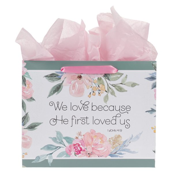 We Love Because He First Loved Us Large Landscape Gift Bag With Card - 1 John 4:19 - Image 10