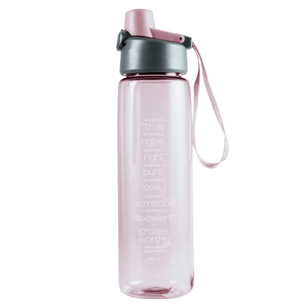 Whatever Is True, Whatever is Noble Pink Plastic Water Bottle - Image 10