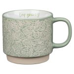 Keep Growing Light Shade Of Green Ceramic Mug With Leaf Motif - Image 10